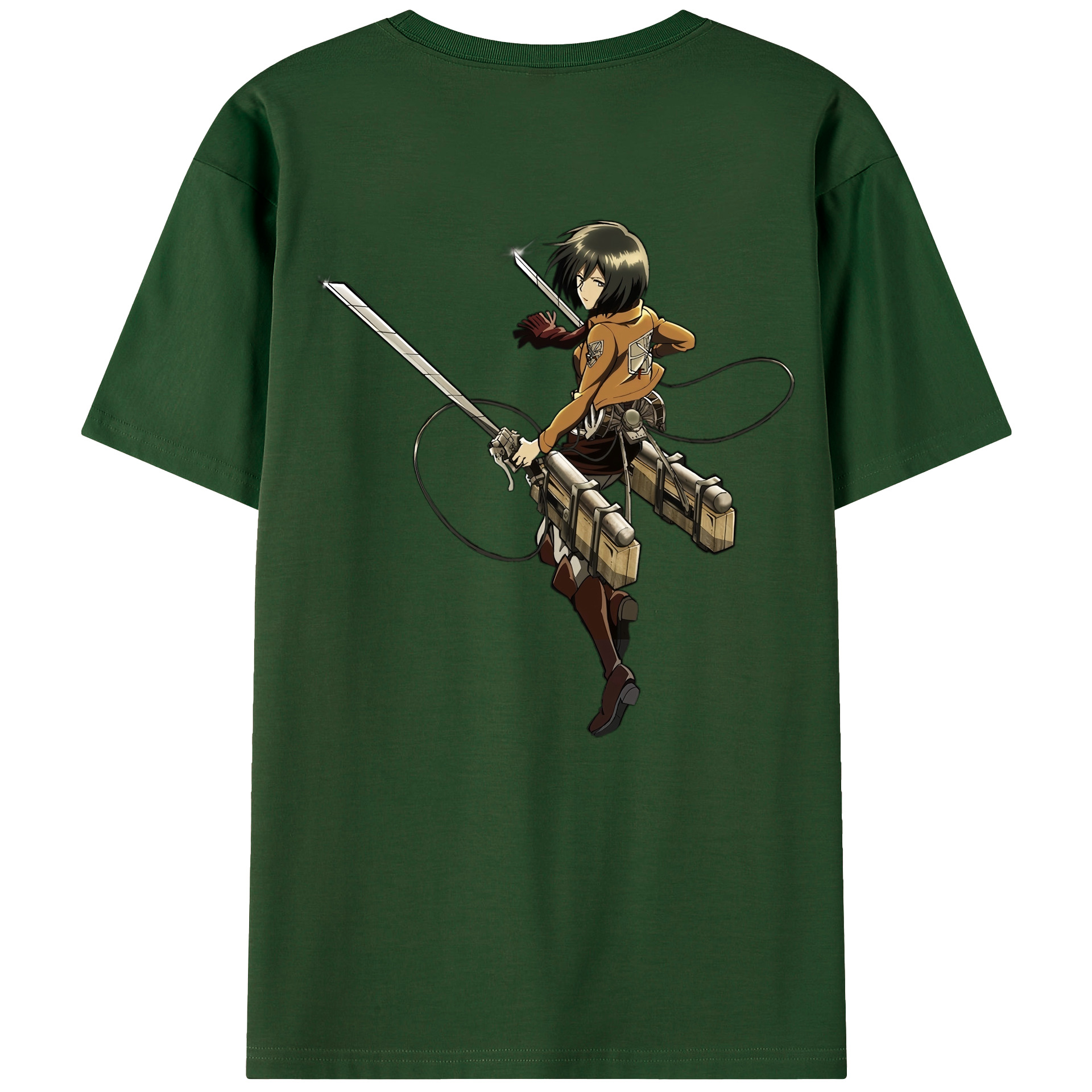 （画像用） 進撃の巨人 ミカサ·アッカーマン Attack on Titan Mikasa Ackerman 綿100％半袖Tシャツ（背面プリント）